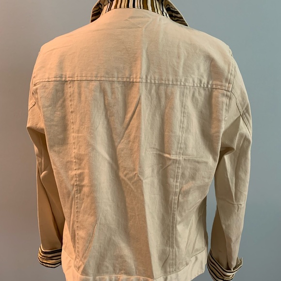 Canvas jacket w/striped collar and cuffs - Picture 2 of 5